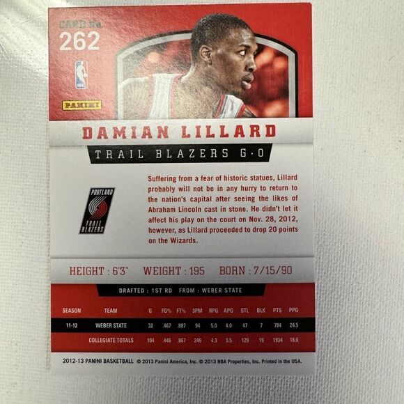 2013-14 Panini Damian lillard #262 mint - Picture 7 of 7